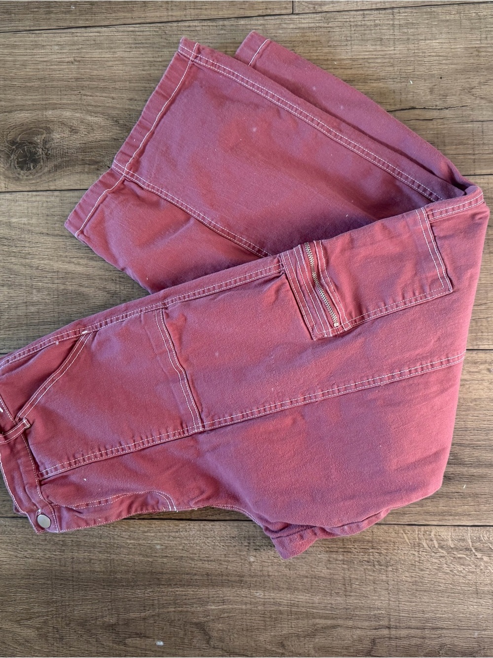 Boot-Cut Utility Pants in Rose Pink
